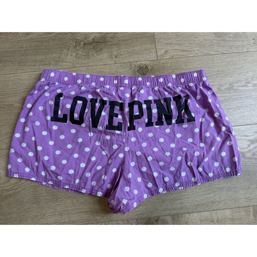 Womens Y2K Victoria Secret Pink Sleep Purple Boxer Shorts LOVE PINK size M